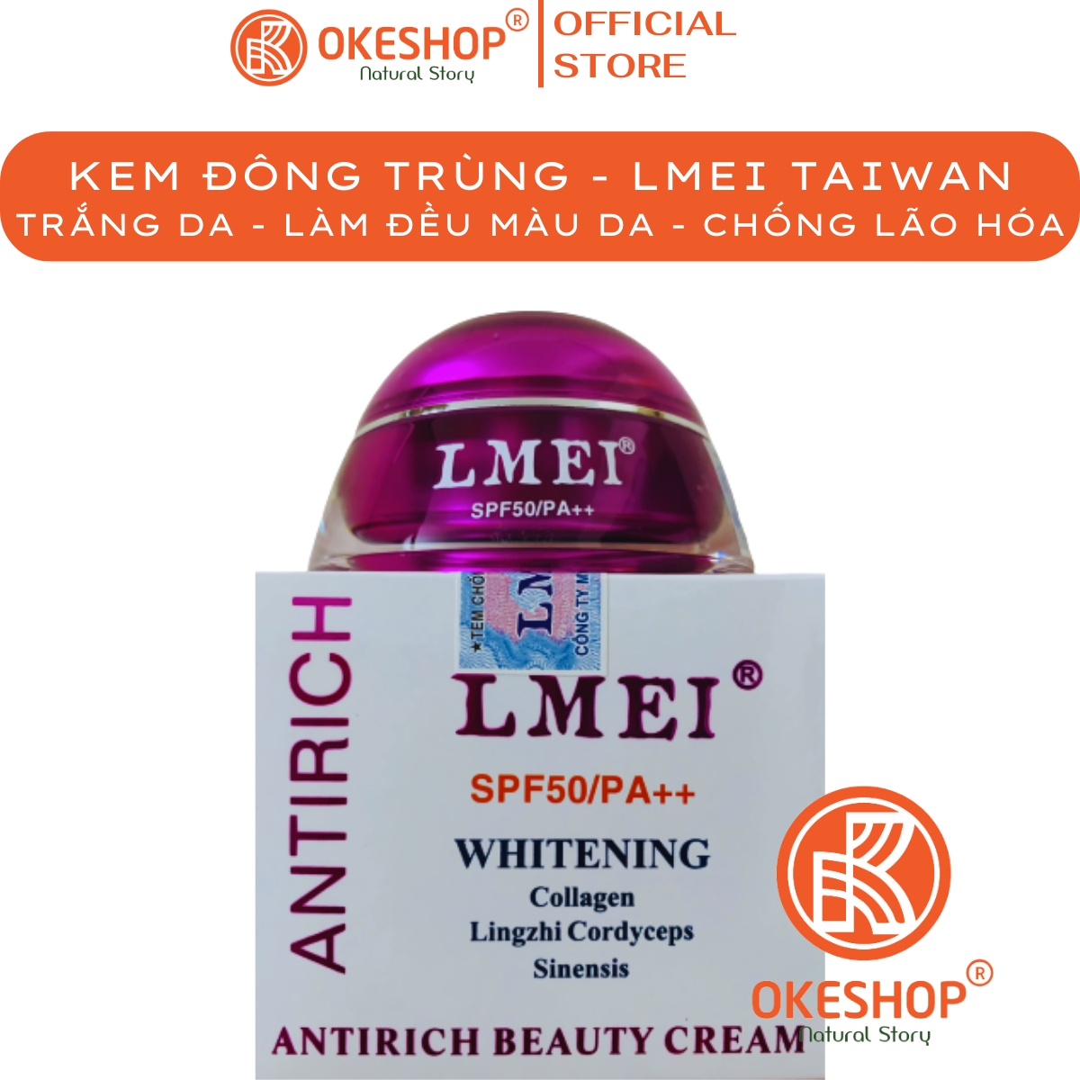 KEM LMEI LINH CHI - ĐÔNG TRÙNG - COLLAGEN 20G - DƯỠNG TRẮNG - CHỐNG LÃO HOÁ - XÓA NẾP NHĂN - CẢI THIỆN NẾP CHÂN CHIM
