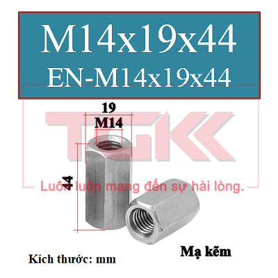 Đai ốc nối mạ kẽm m14-m22