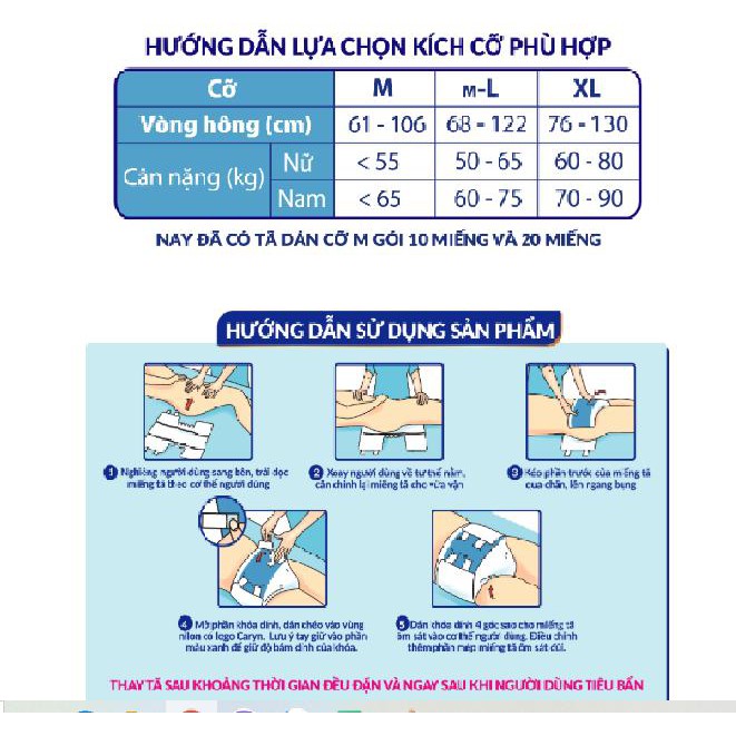 [HCM]Tã Dán Caryn Siêu Thấm M10 / M20 / M40