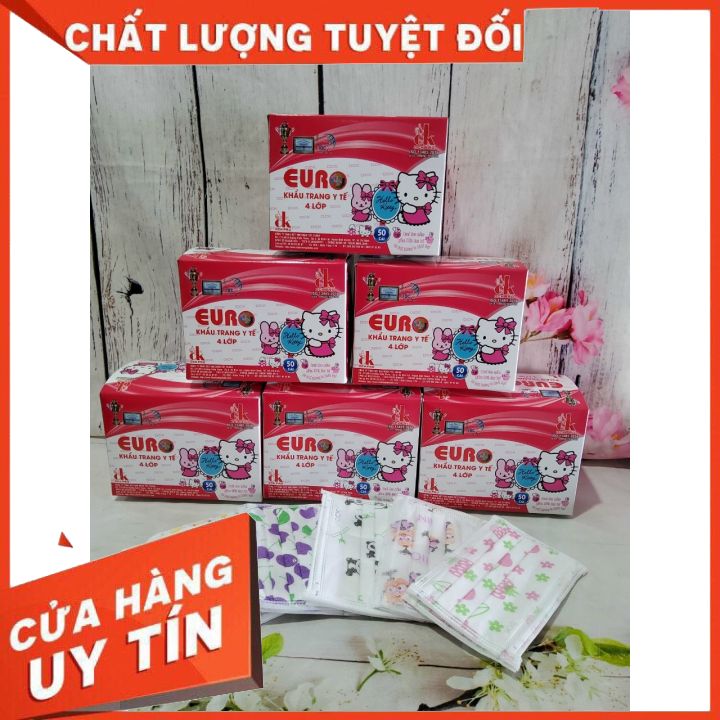 Khẩu trang y tế euro hello kitty em bé 4 lớp