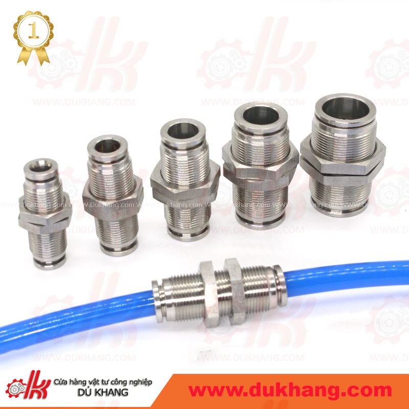 Nối 2 đầu ống khí siết thành inox IPM