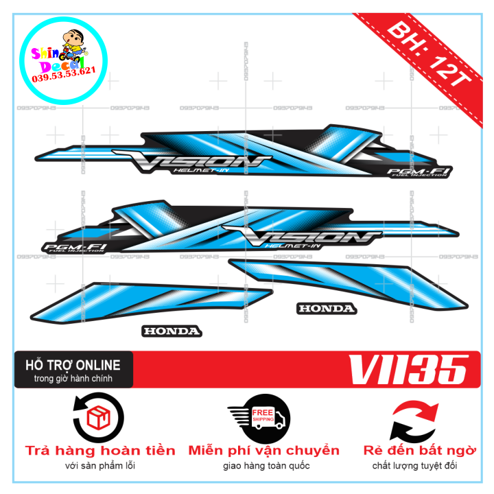 Tem xe vision 2012, tem rời vision 2012 mẫu zin xanh đen