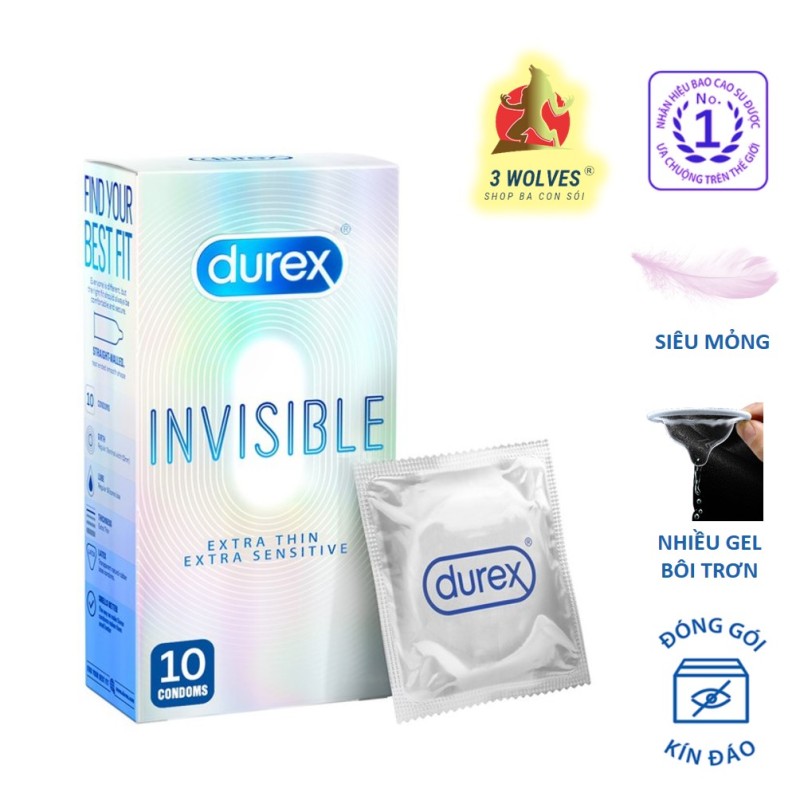 Bao cao su Durex Invisible siêu mỏng - Hộp 10 chiếc nhập khẩu