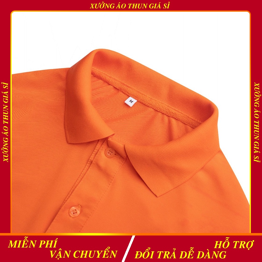 Áo Thun Cổ Trụ Vải Cá Sấu Thái 4 chiều màu Cam (Có size người lớn và trẻ em)