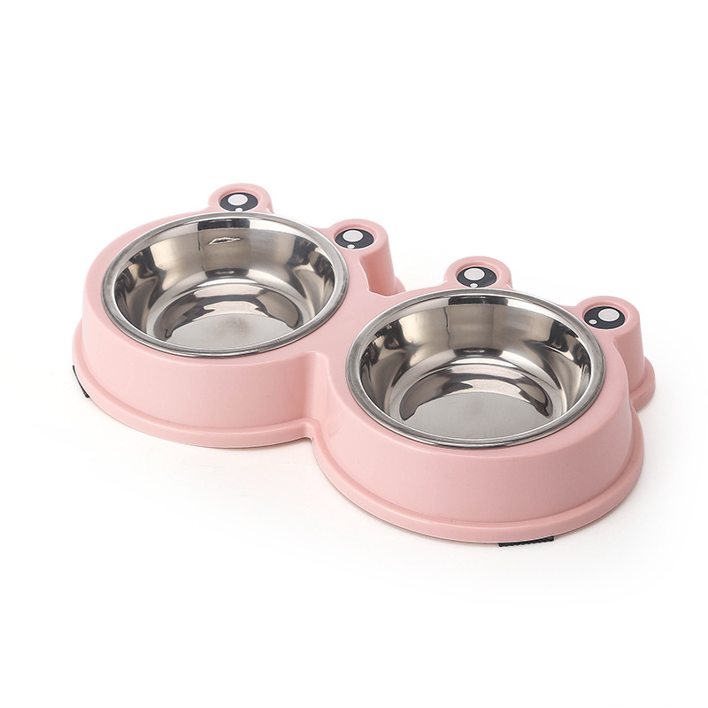Bát Ăn Đôi Cho Chó Mèo Hình Ếch Có Bát Inox - Mã BABS29
