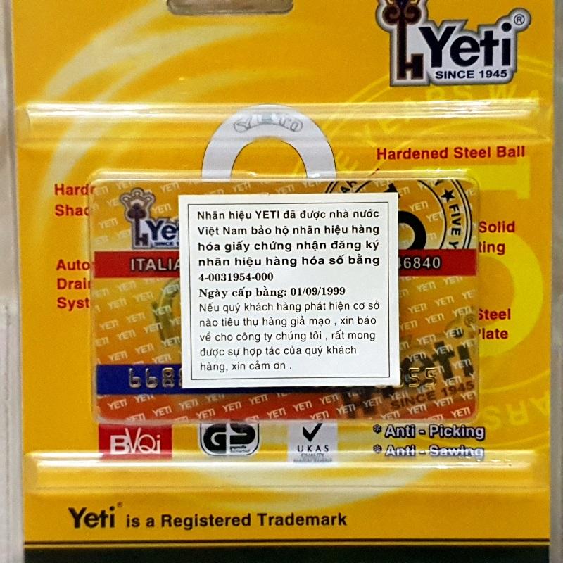Ổ Khóa Đồng Thau YETI 6cm Logo đen ( made in Italy )