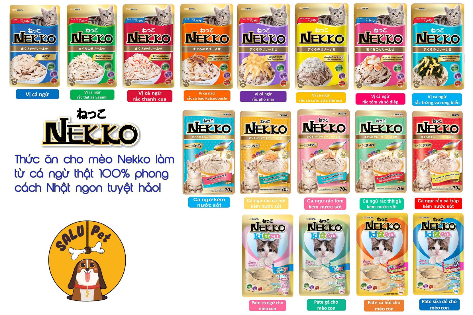 Pate Nekko cho mèo - Gói 70g (Chọn Vị)