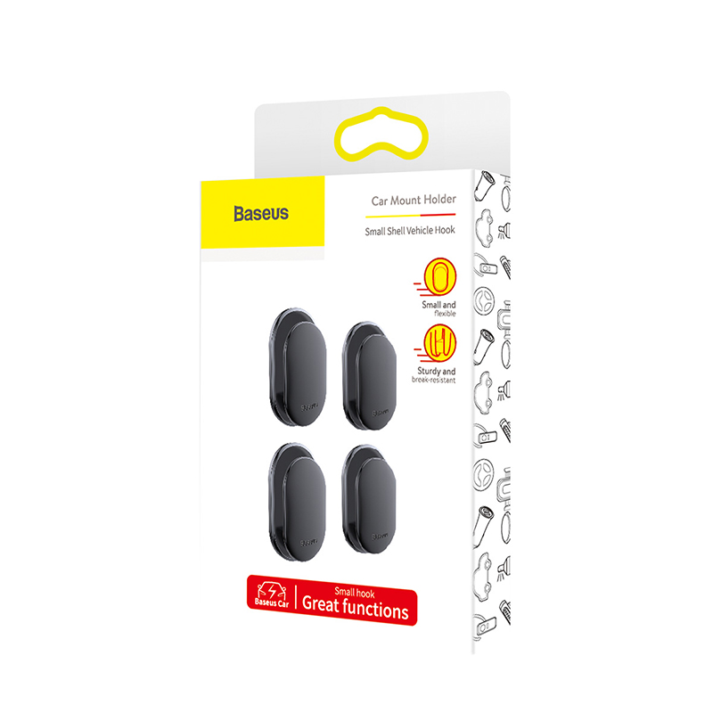 Baseus 4Pcs Car Hooks Organizer Storage for USB Cable Headphone Key Storage Self Adhesive Wall Hook Hanger Clip