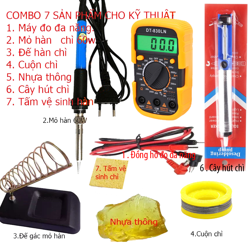 Thiết bị dụng cụ đo điện điện tử dt-830ln và 6 món kỹ thuật hàn chì no.936