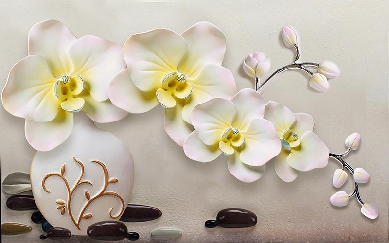 Tranh dán tường VTC Hoa lan UD0757 kim sa