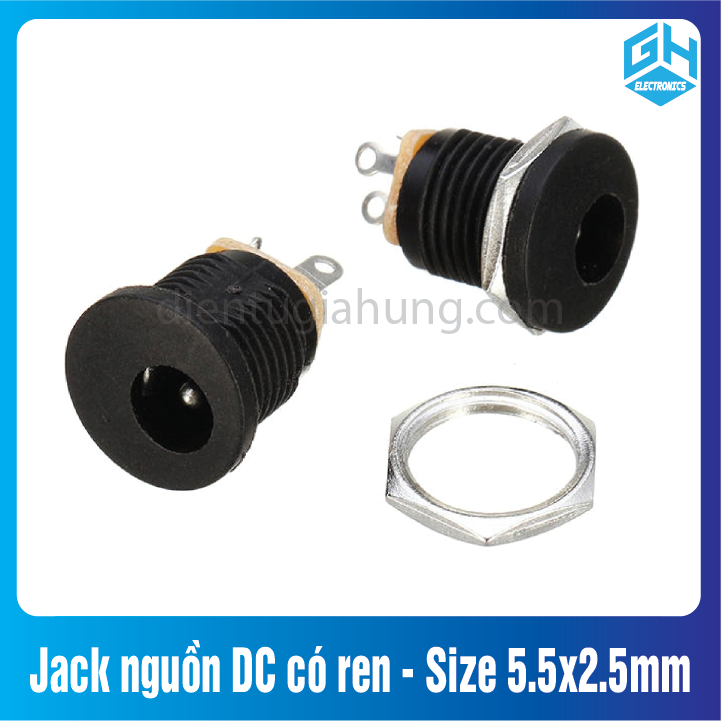 Set Jack nguồn DC có ren - Size 5.5x2.5mm ( DC-022)