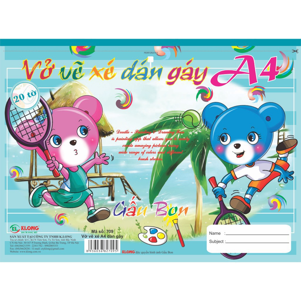Vở vẽ Klong A4 xé - 20 tờ; MS 709 - khách sỉ ib