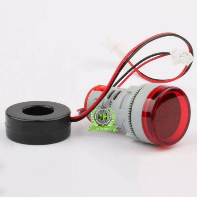 Đèn báo hiển thị kép Volt(20-500V) + Ampe(0-100A) ED16-22VAD