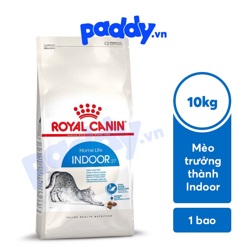 [10kg] Hạt Cho Mèo Trưởng Thành Nuôi Trong Nhà Royal Canin Indoor 27