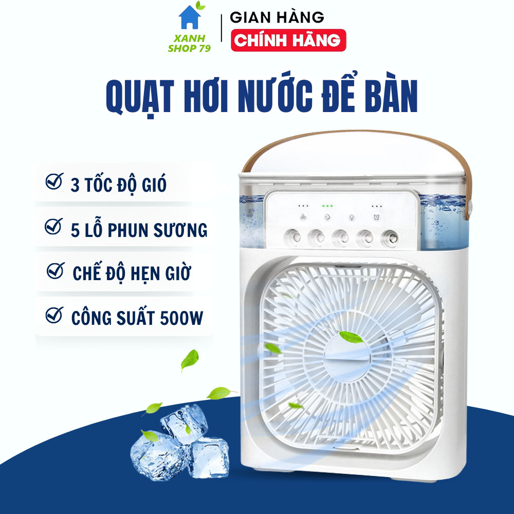 Quạt điều hòa phun sương hơi nước để bàn, quạt tích điện phun sương dung tích 300ml, 3 mức gió kết hợp phun sương siêu mát lạnh, sử dụng cổng sạc USB tiện dụng - Quat phun suong, quạt giá rẻ