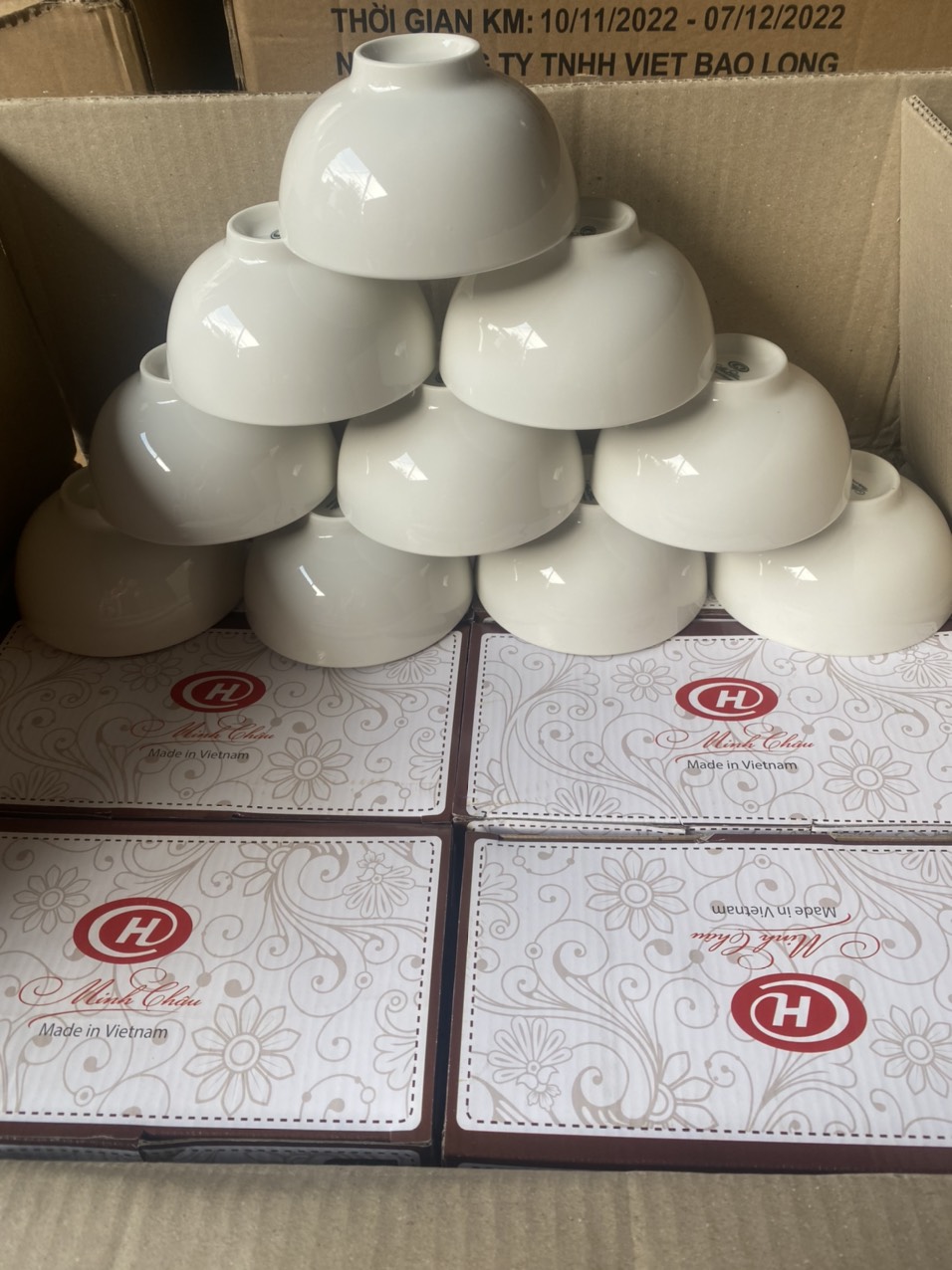 Bộ 10 Chén Cơm Sứ Cao Cấp Minh Châu