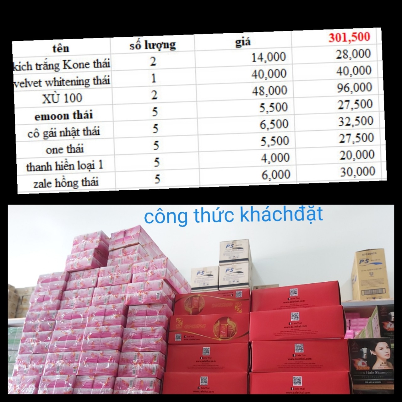 công thức body khách đặt