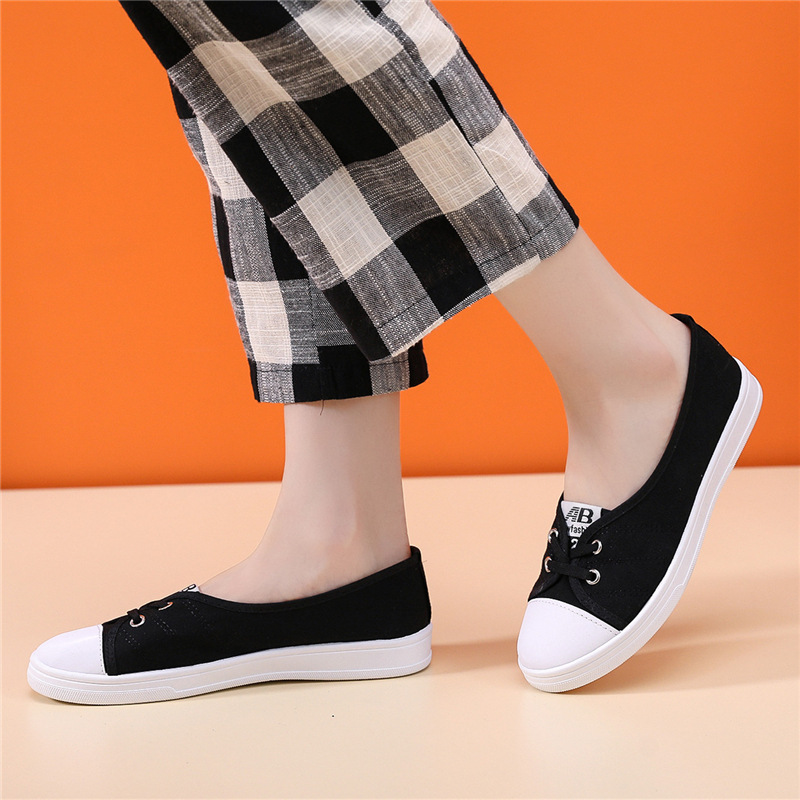 Giày lười vải cotton đế cao su 2p