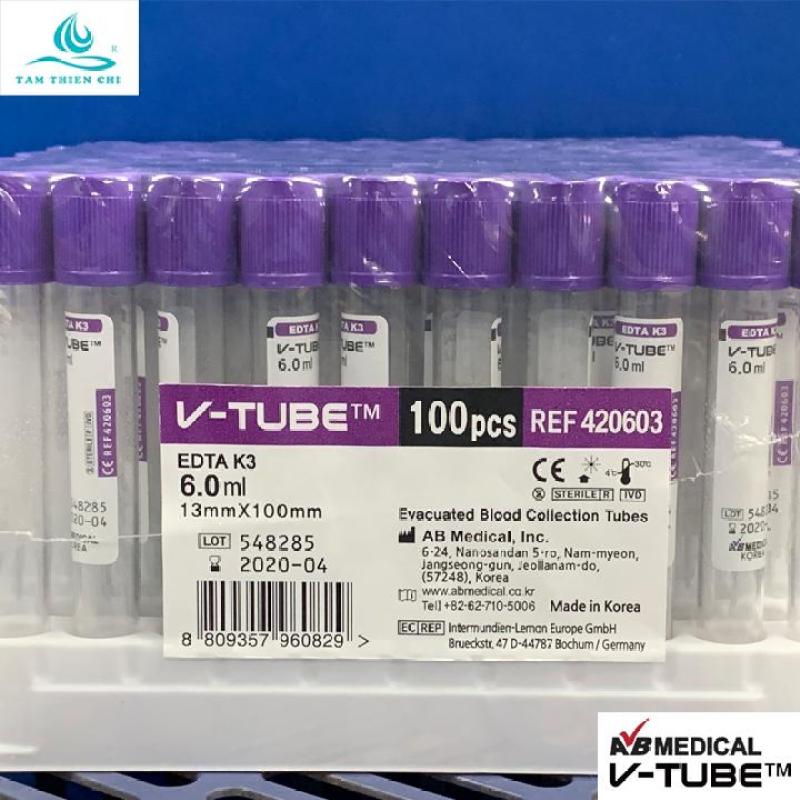 Ống nghiệm kháng đông chân không EDTA 6ml V-TUBE túi 10 tube cao cấp