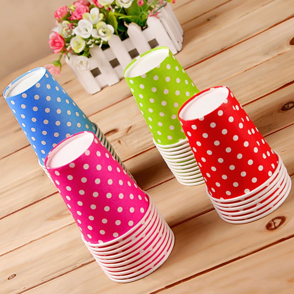 Set 6 Cốc Sinh Nhật Ly Giấy Sinh Nhật Chấm Bi