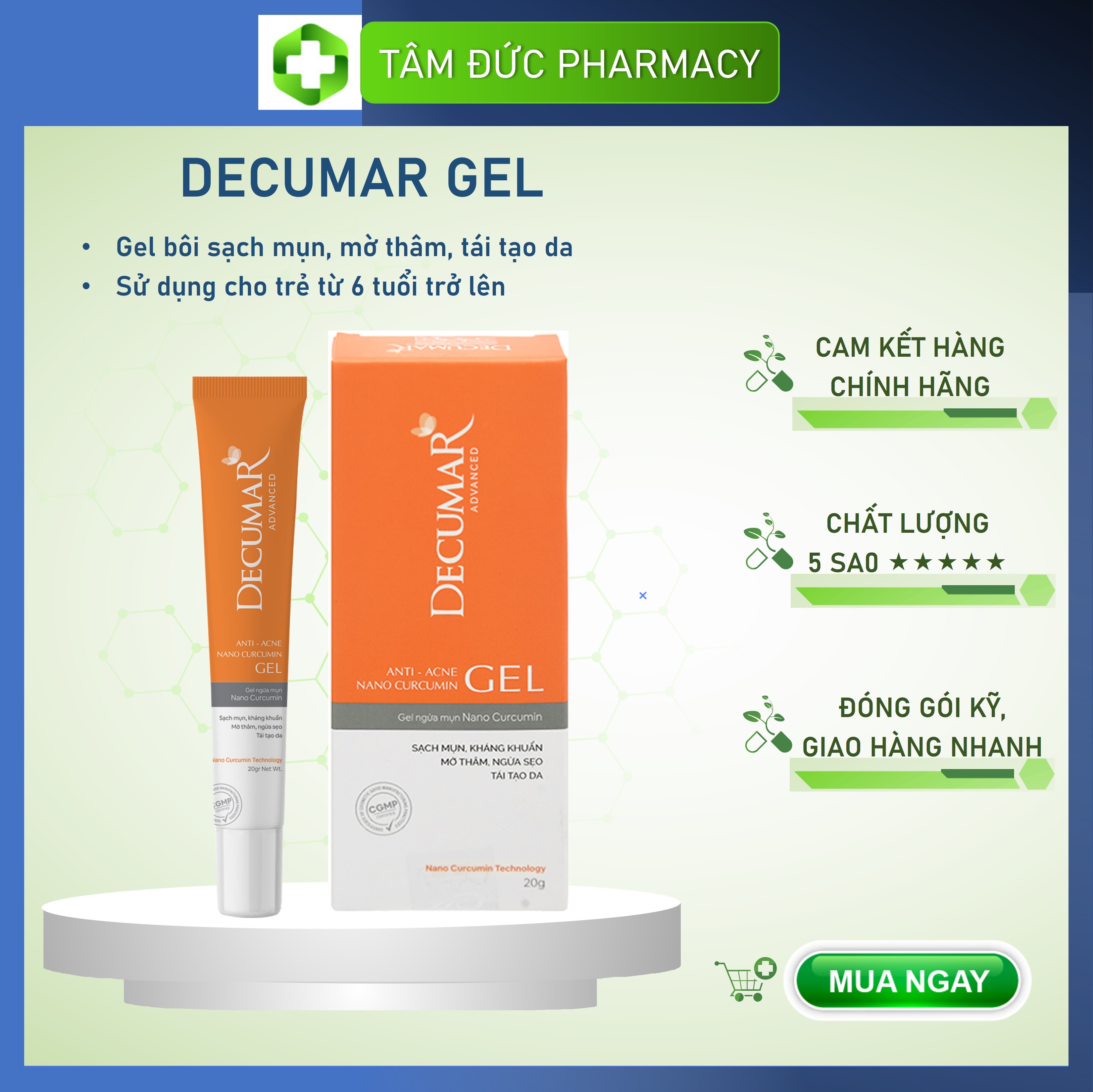 [HCM][NEW] Combo sạch mụn DECUMAR ADVANCED [Gel rửa mặt kiềm nhờn gel ngừa mụn kem chống nắng] (Decuma advance, dercuma, dercumar, decurma)