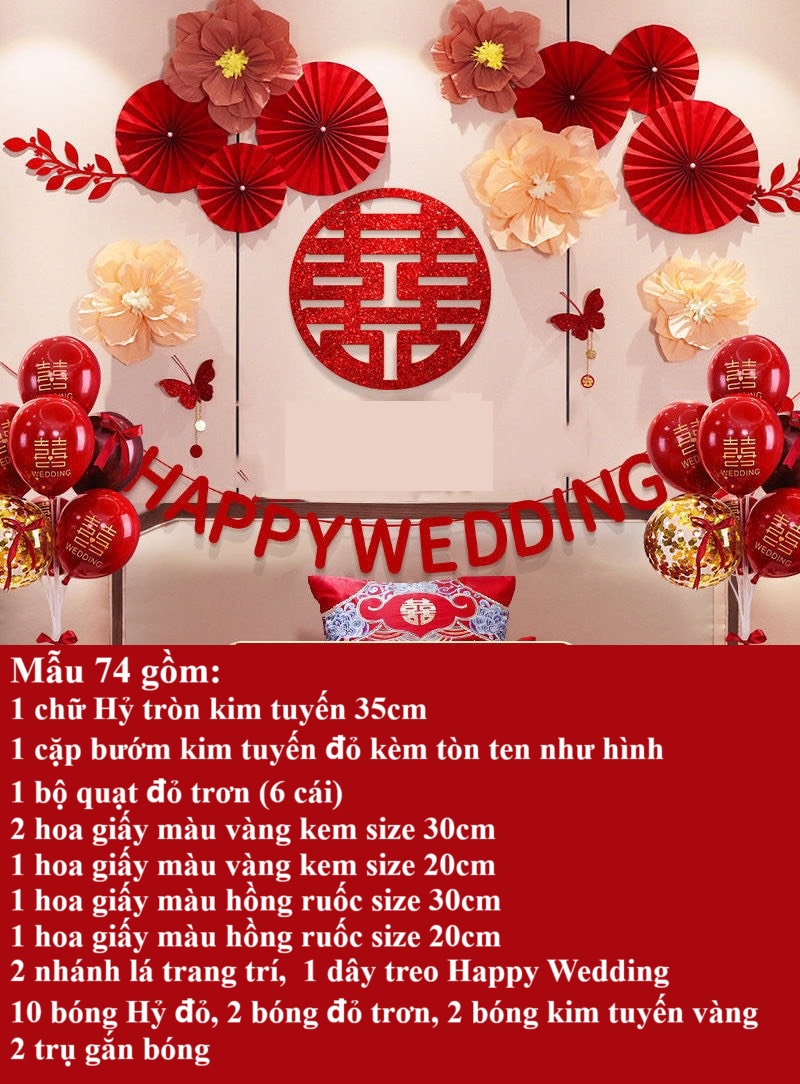 [Mẫu mới] Set trang trí phòng cưới, phòng tân hôn