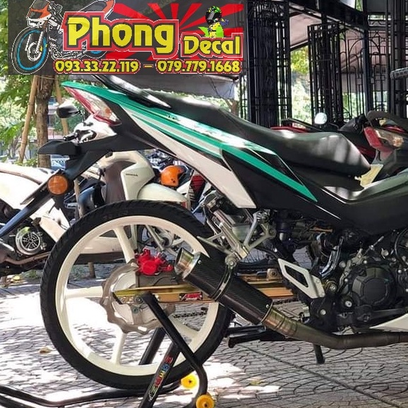 Tem Rời Winner GTR V1 Dán Xe Trắng Phối Tem Xanh