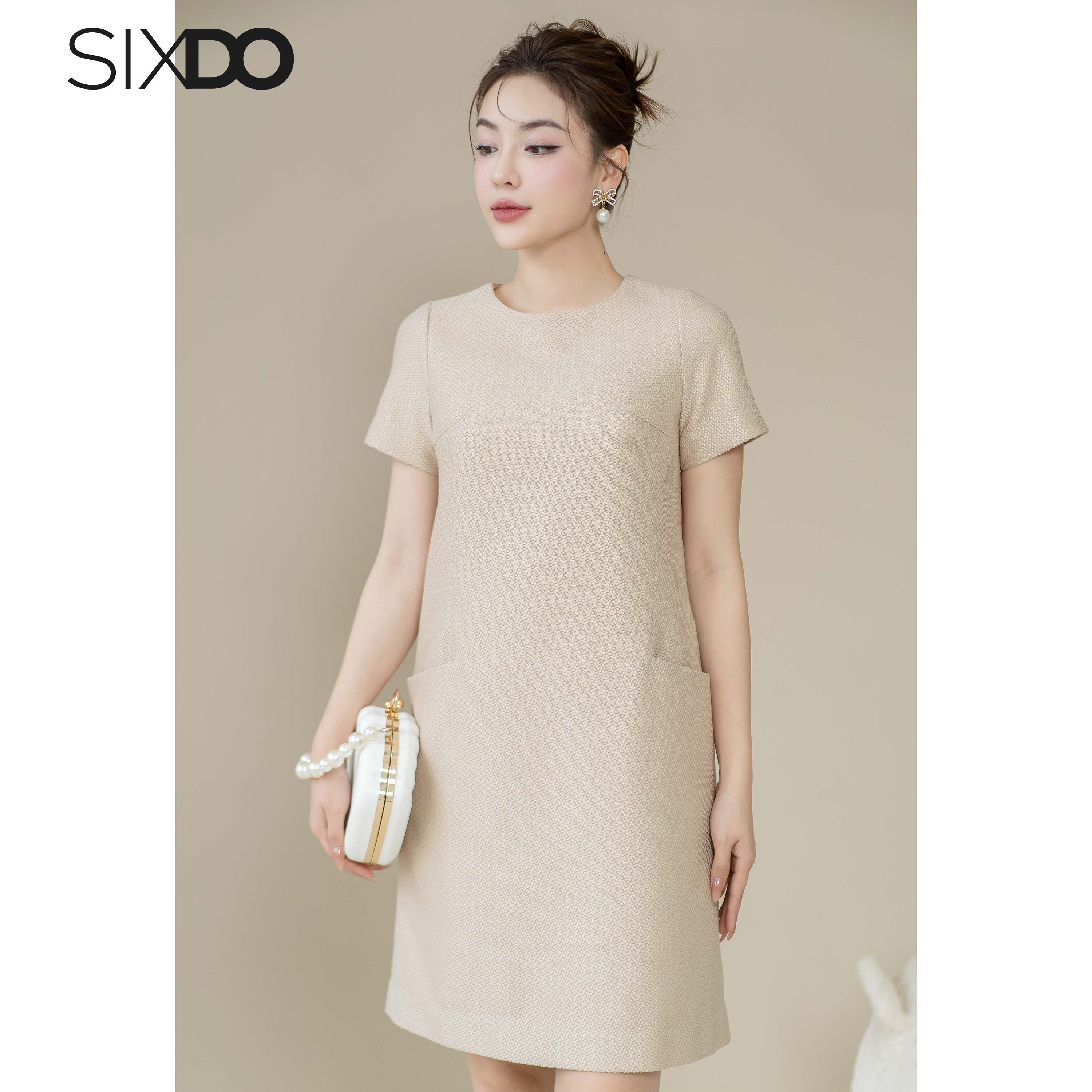Đầm dệt thoi dáng suông cổ tròn SIXDO (Woven Mini Dress)