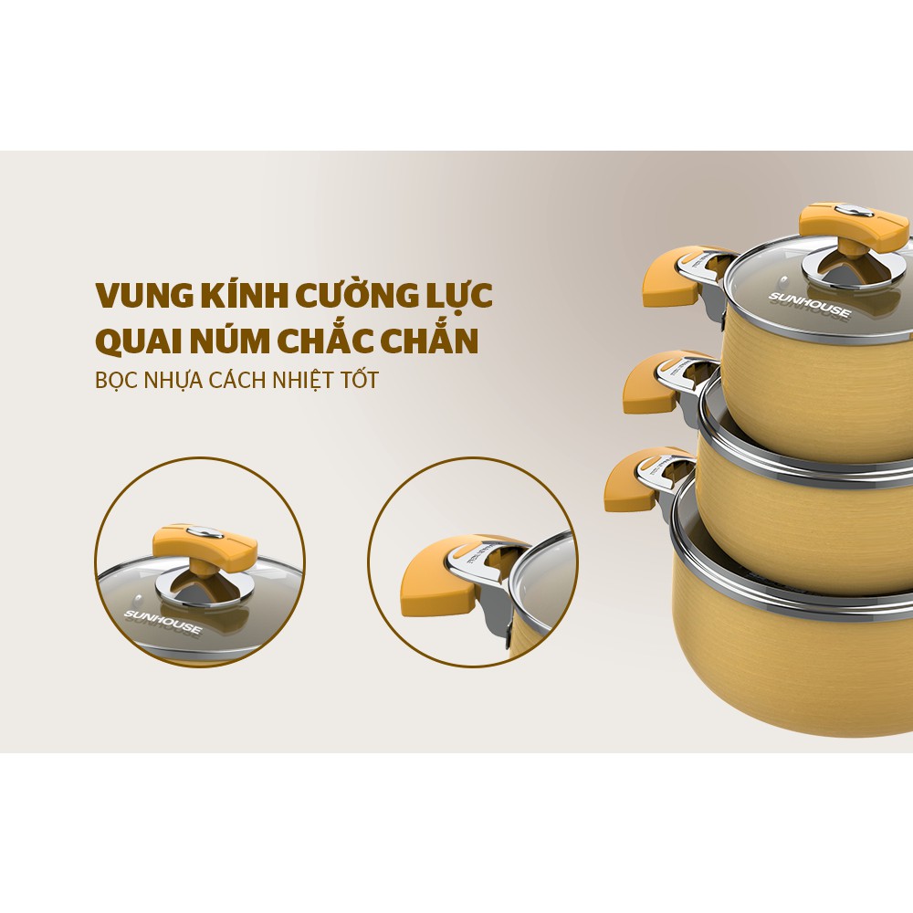 Bộ nồi Anod SUNHOUSE SHG2703GA