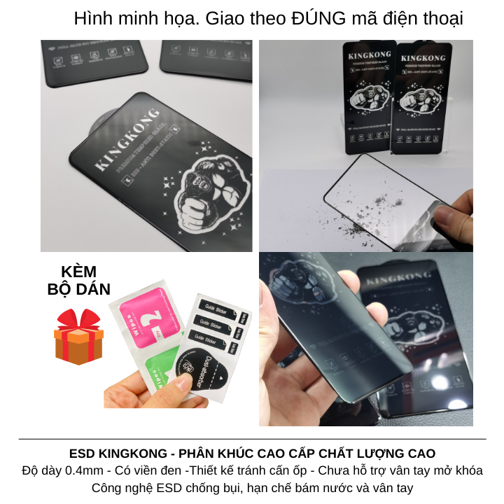Cường Lực KINGKONG Vsmart Joy 3, Joy 4, Live 4, Active 3, Star 5,Joy2Plus,Aris,Aris Pro Full màn hình tặng kèm bộ dán (Main)