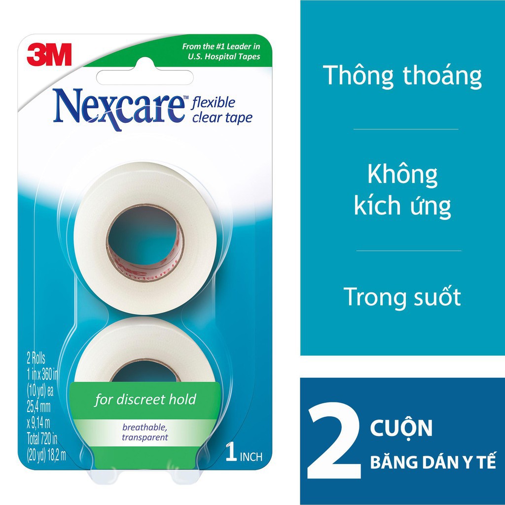 [HCM]BĂNG KEO Y TẾ CUỘN TRONG SUỐT NEXCARE 3M -771-2PK 1 inch. VỈ 2 CUỘN