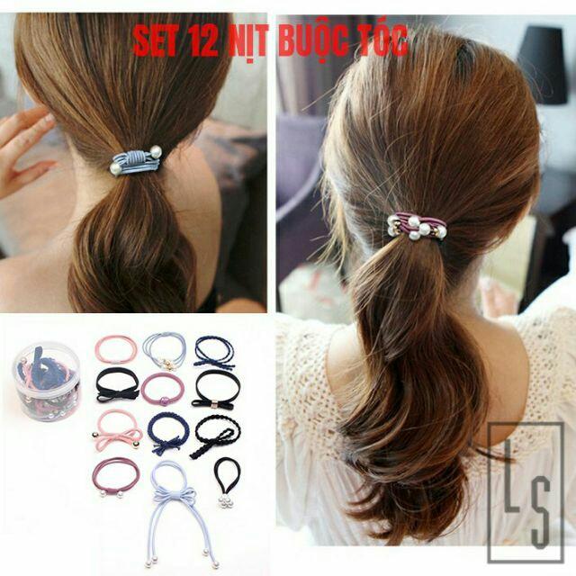 hộp thun buộc tóc 12 chi tiết