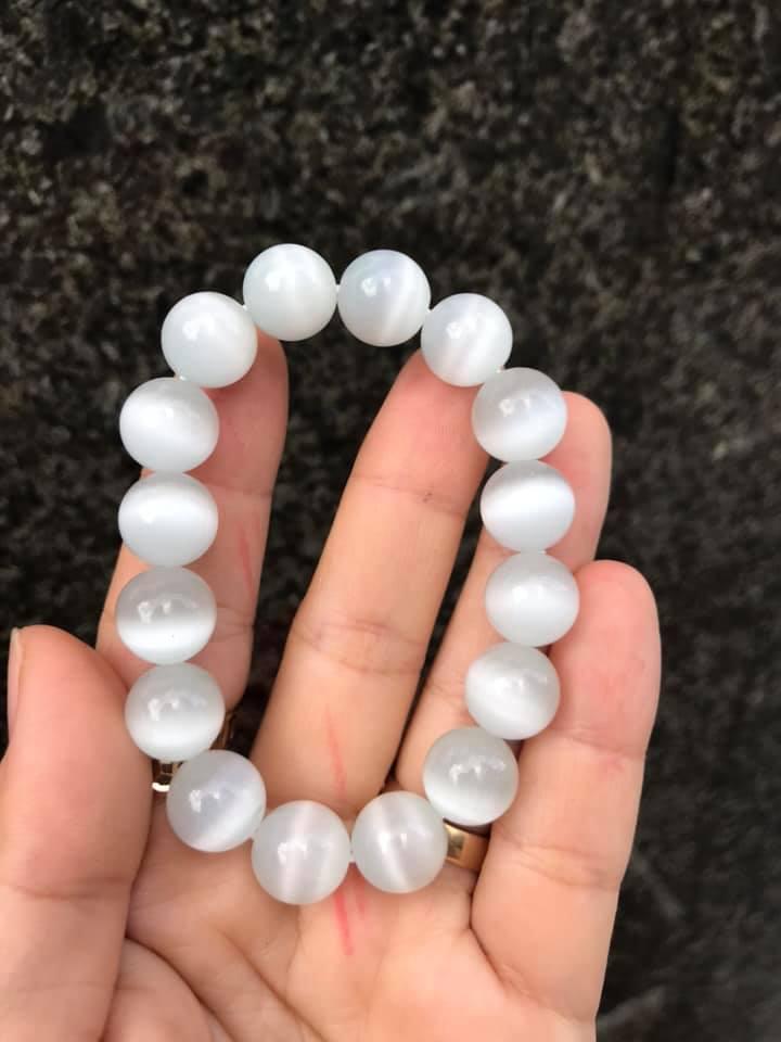 [HCM]VÒNG TAY ĐÁ MẮT MÈO TRẮNG đủ size