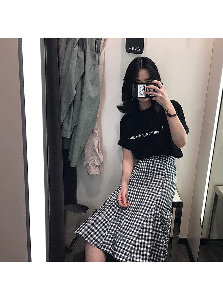 Set áo phông chân váy caro SET02