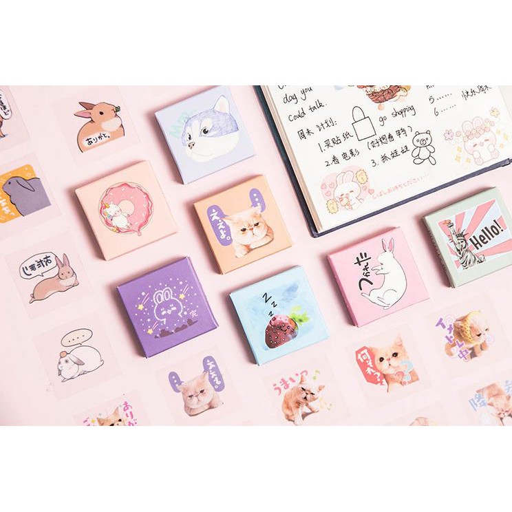 Bộ 45 sticker trong suốt mèo xinh và ngựa unicorn e76