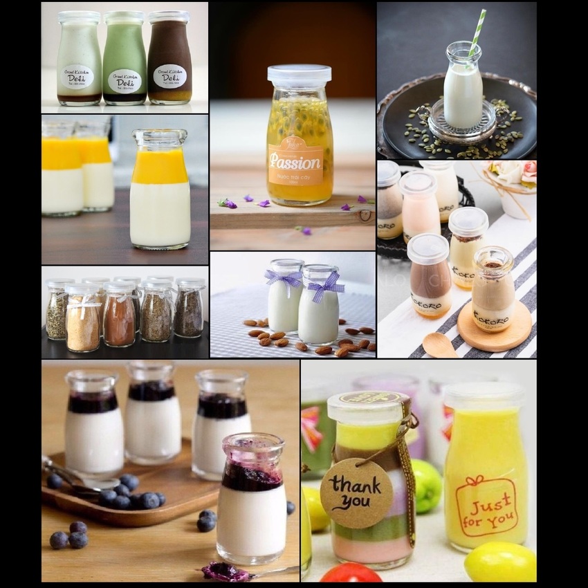 Hũ Làm Sữa Chua Thủy Tinh 100ML (combo 10 cái) trụ tròn cao nắp nhựa – Hũ Pudding 100ML - Hũ Thủy Tinh 100ML - Lọ Thủy Tinh 100ML - Lọ Đựng Sữa Chua