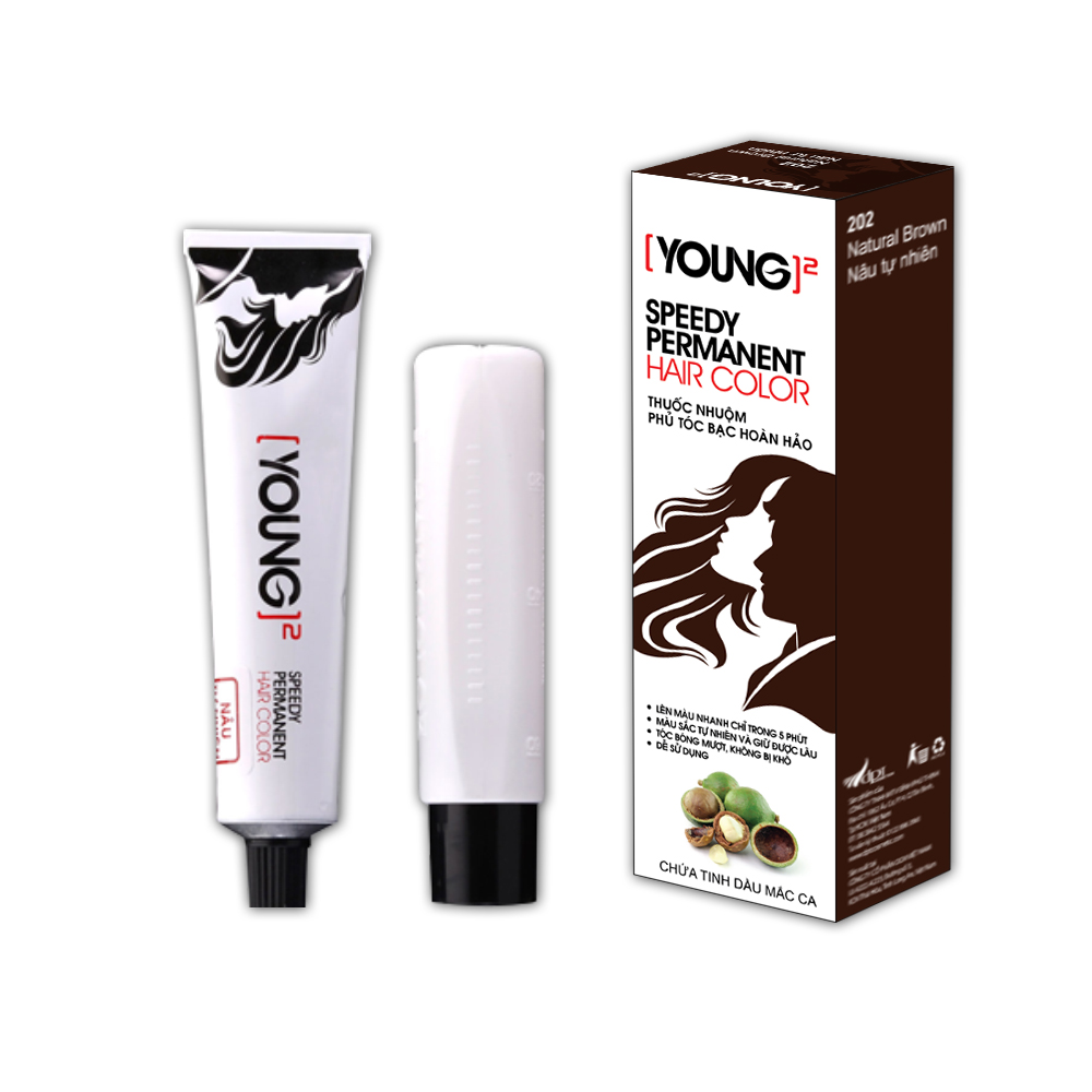 Thuốc nhuộm phủ tóc bạc young nâu Tự Nhiên