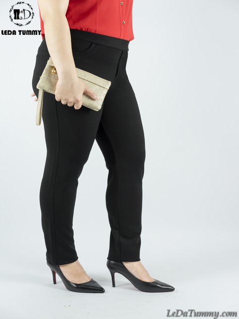 [HCM][Big Size Cao Cấp] Quần Thun Cotton Hàn Quốc (50 - 100 kg) LEDA TUMMY Lưng Thun Co Giãn Cạp Cao Ôm Gọn Bụng (Đen)