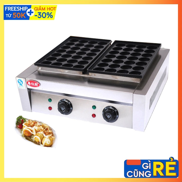 Máy làm bánh bạch tuộc takoyaki công nghiệp đôi 56 lỗ