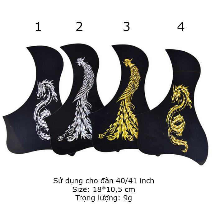 Miếng dán chống xước đàn guitar hình con công bạc