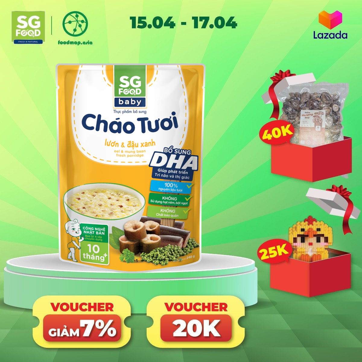 Cháo Tươi Baby Sài Gòn Food Lươn & Đậu Xanh 240G