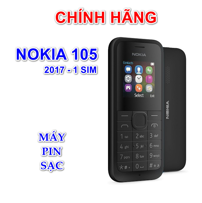 [ĐẦY ĐỦ PIN SẠC] Điện thoại Nokia 105 (2016) 1/2 SIM