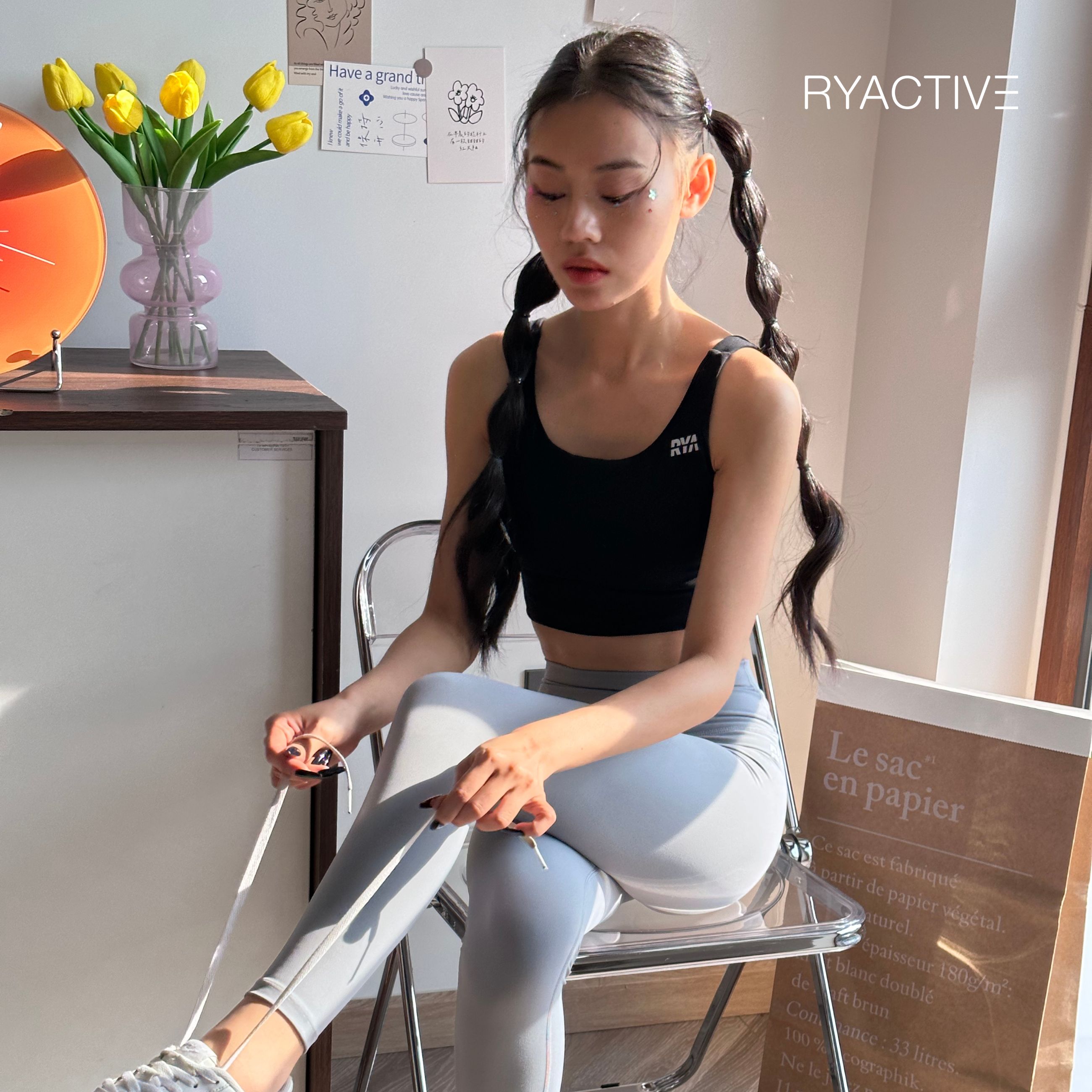 Áo ngực thể thao RYACTIVE - POWER SPORTBRA Black
