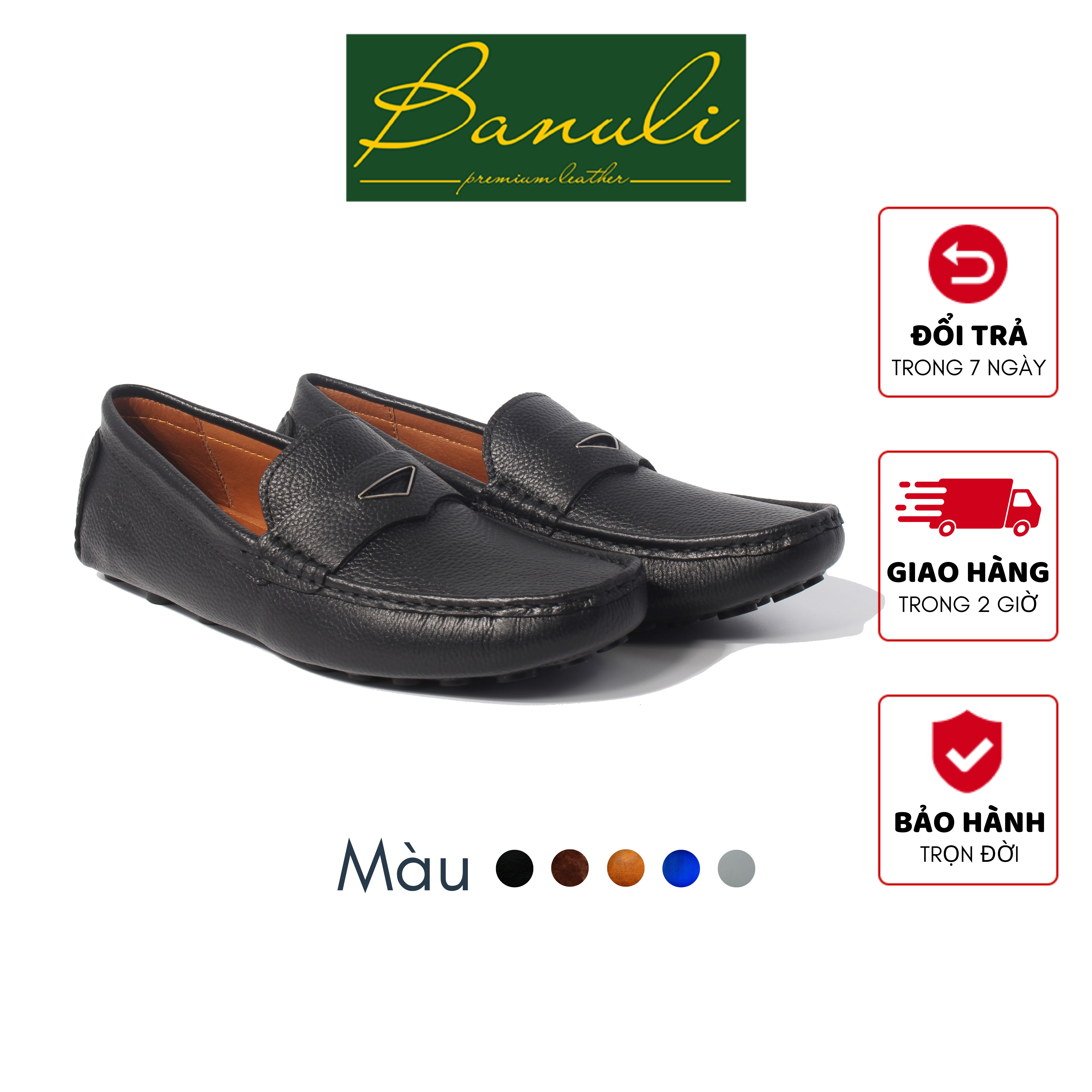 Giày Lười Banuli Nam Da K1ML1T0 - Kiểu Slip-Ons (Moccasins construction)