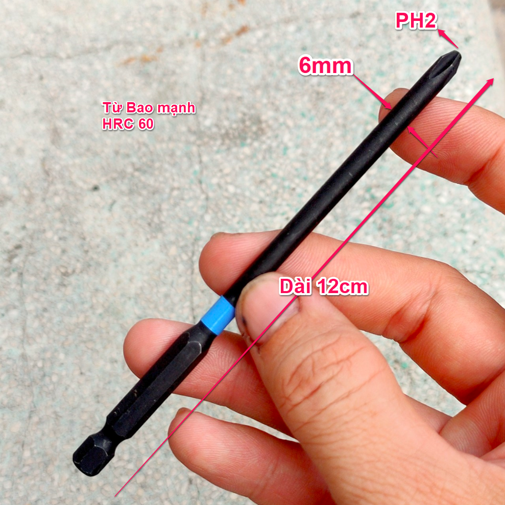 Mũi Vít baka dẹp loại dài - Ph0 Ph1 Ph2 Ph3 SL5, Vít điện tử