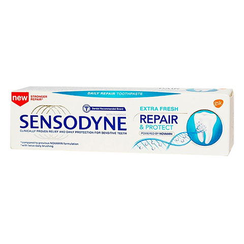 Kem đánh răng Sensodyne - Hỗ trợ phục hồi răng nhạy cảm, hỗ trợ giảm ê buốt hiệu quả, hương bạc hà mang đến cảm giác sạch sẽ và thơm mát.