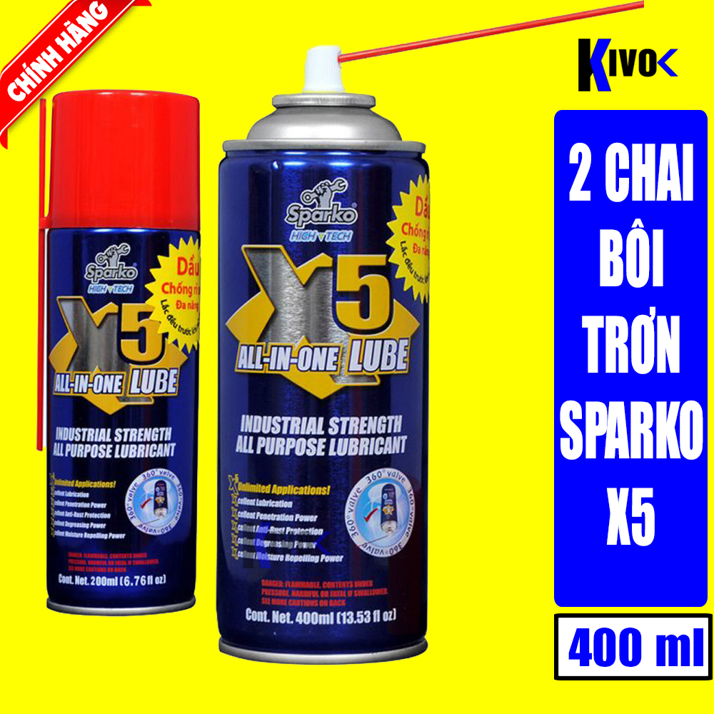 Combo 2 spray anti rust and lubricating X5 Sparko main hiệ 400ml-bottle lubricating oil smooth the rust bike chain, scooter, fan, Trimmer, Spinner, motors, bearings, sewing machine, slug motorcycle, OTO