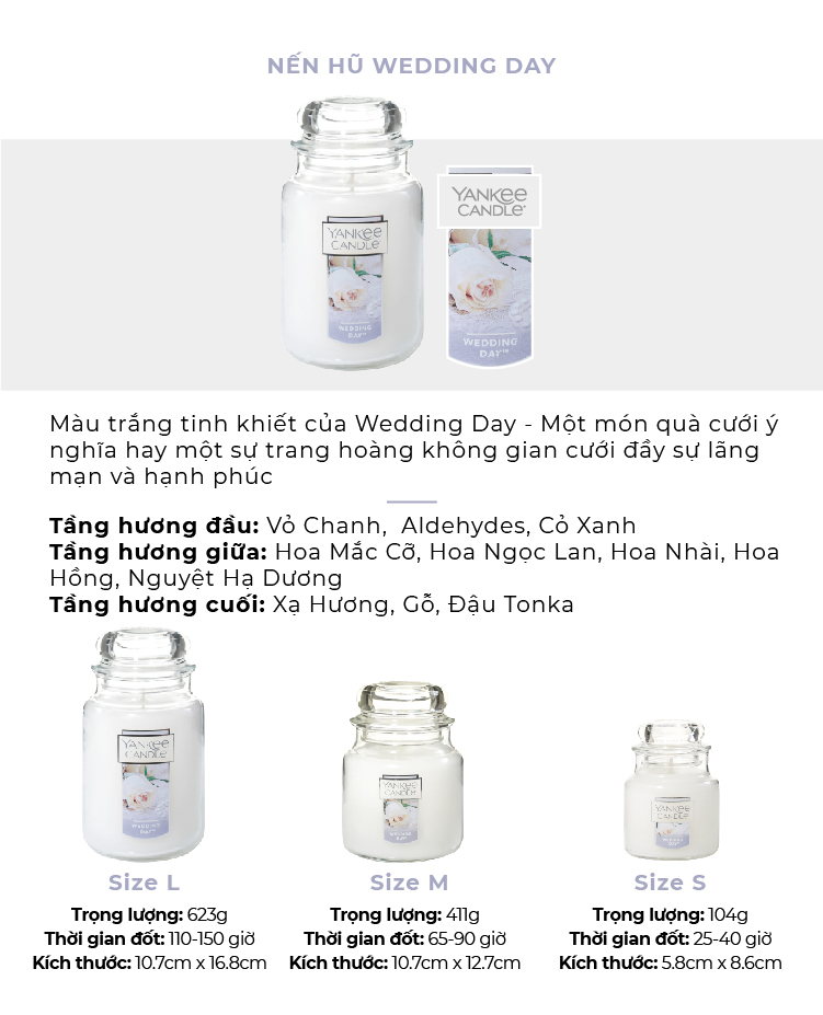 Nến hũ Yankee Candle size S - White Gardenia