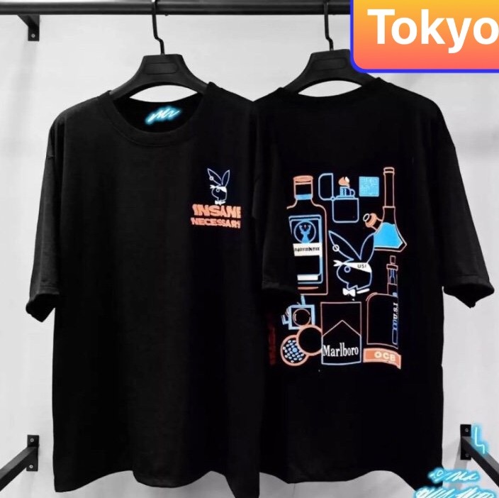 ÁO THUN NAM NỮ UNISEX PLAY BOY IN 3D PHOM FORM RỘNG TAY LỠ HOT TREND MẠNH MẼ SÀNH ĐIỆU VẢI DÀY MỊN - TOKYO FASHION