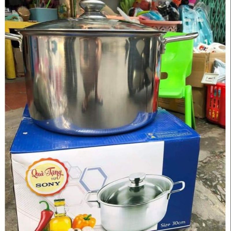 NỒI LUỘC GÀ SONY SIZE 30CM ( INOX CAO CẤP)
